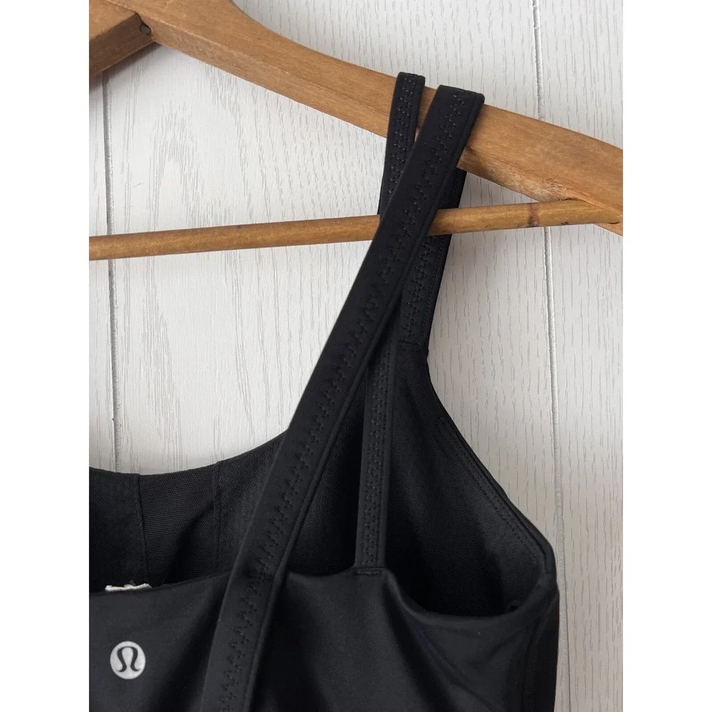 Lululemon Double Strap Black Athletic Tank Top With Built In Shelf Bra ~ Size 6
